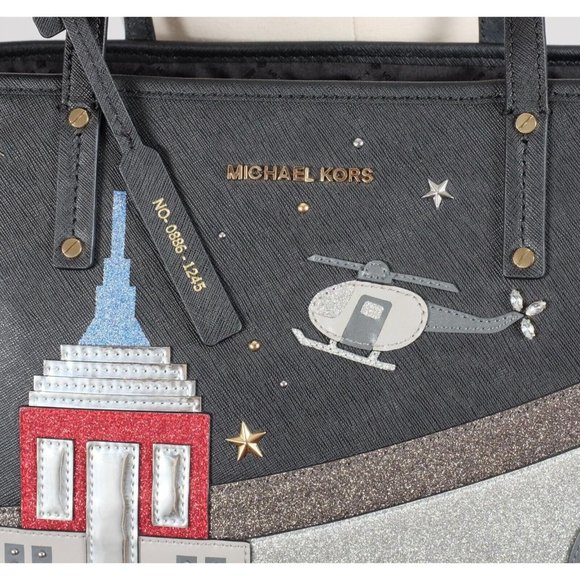 Michael Kors tote shoulder bag Limited Edition NYC skyline $448 drawstring - Picture 8 of 14